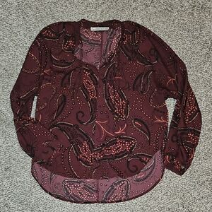 Abercrombie & Fitch Maroon Paisley Blouse